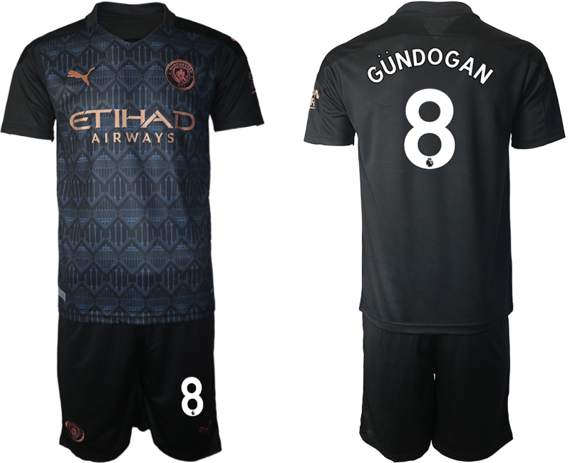 Men 2020-2021 club Manchester City away #8 black Soccer Jerseys